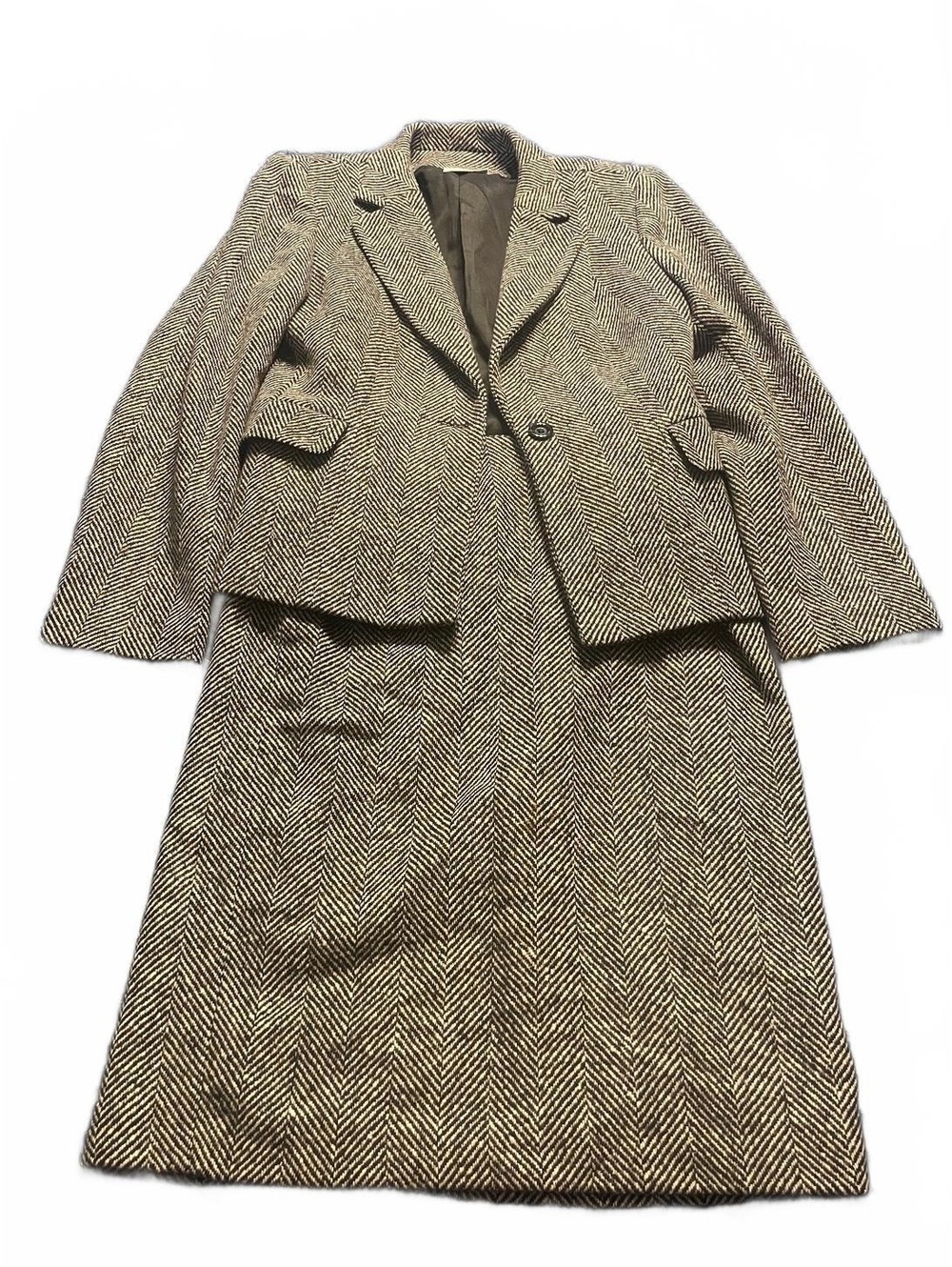 Vintage Gianfrediani Italy Herringbone Skirt Suit Women’s Size 10 2pc